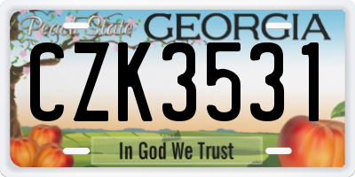 GA license plate CZK3531