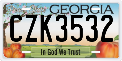 GA license plate CZK3532
