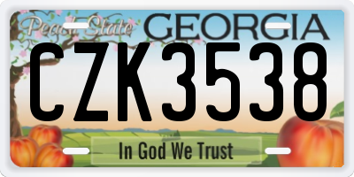 GA license plate CZK3538