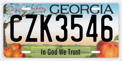 GA license plate CZK3546