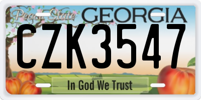 GA license plate CZK3547