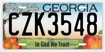 GA license plate CZK3548