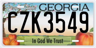 GA license plate CZK3549