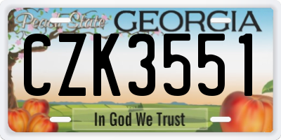 GA license plate CZK3551