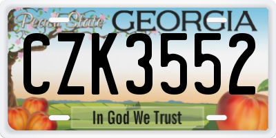 GA license plate CZK3552