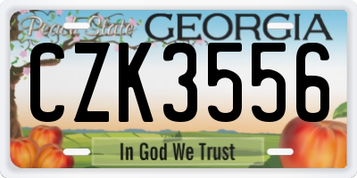 GA license plate CZK3556