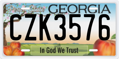 GA license plate CZK3576