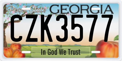 GA license plate CZK3577