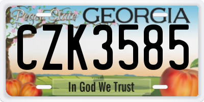GA license plate CZK3585