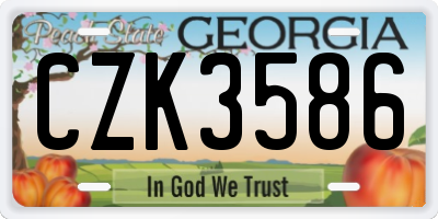 GA license plate CZK3586