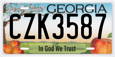 GA license plate CZK3587