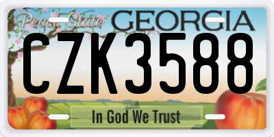 GA license plate CZK3588