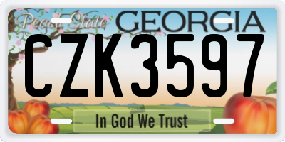 GA license plate CZK3597
