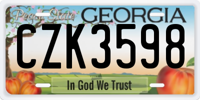 GA license plate CZK3598