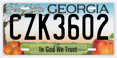 GA license plate CZK3602