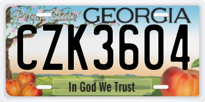 GA license plate CZK3604