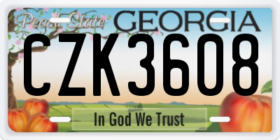 GA license plate CZK3608