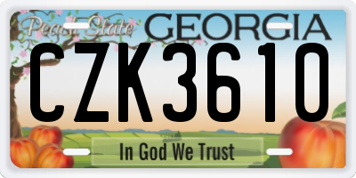 GA license plate CZK3610