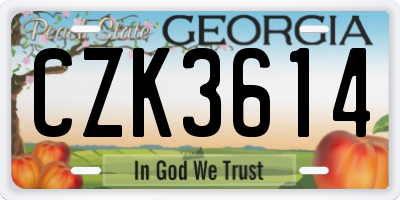 GA license plate CZK3614