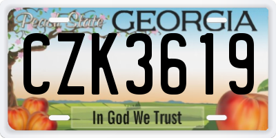 GA license plate CZK3619