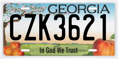 GA license plate CZK3621