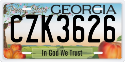 GA license plate CZK3626