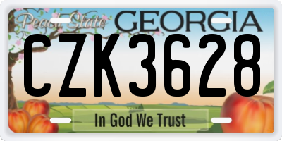 GA license plate CZK3628