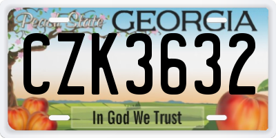 GA license plate CZK3632