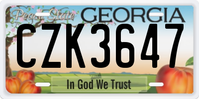 GA license plate CZK3647