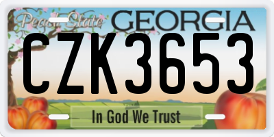 GA license plate CZK3653