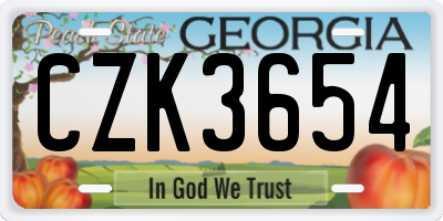 GA license plate CZK3654