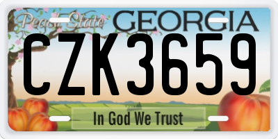 GA license plate CZK3659