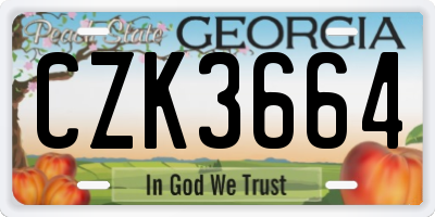 GA license plate CZK3664