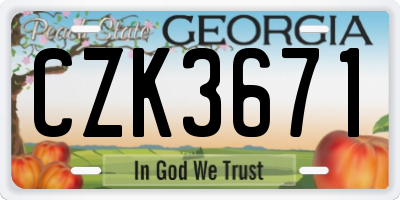 GA license plate CZK3671