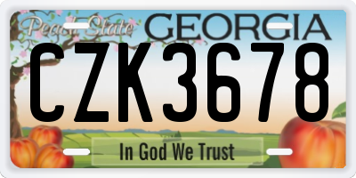 GA license plate CZK3678