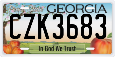 GA license plate CZK3683