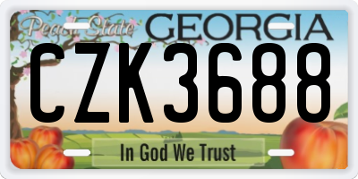 GA license plate CZK3688