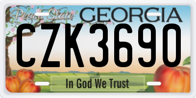 GA license plate CZK3690