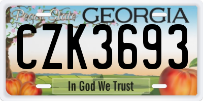 GA license plate CZK3693