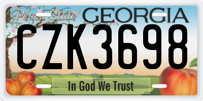GA license plate CZK3698
