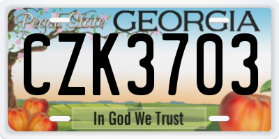 GA license plate CZK3703