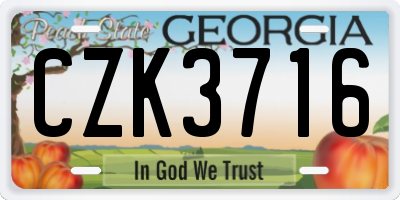 GA license plate CZK3716