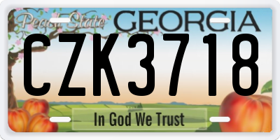 GA license plate CZK3718