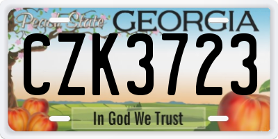 GA license plate CZK3723
