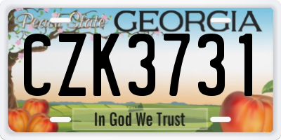 GA license plate CZK3731