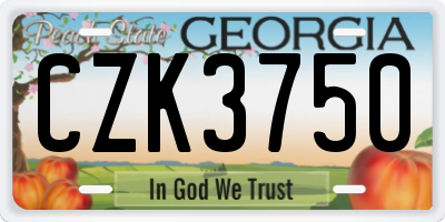 GA license plate CZK3750