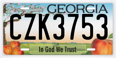 GA license plate CZK3753