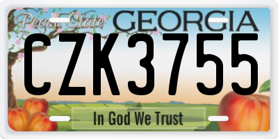 GA license plate CZK3755
