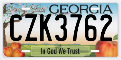 GA license plate CZK3762