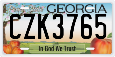 GA license plate CZK3765